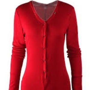 Moxeay Sexy Red Ribbed Button Up Jumper - So Cute!